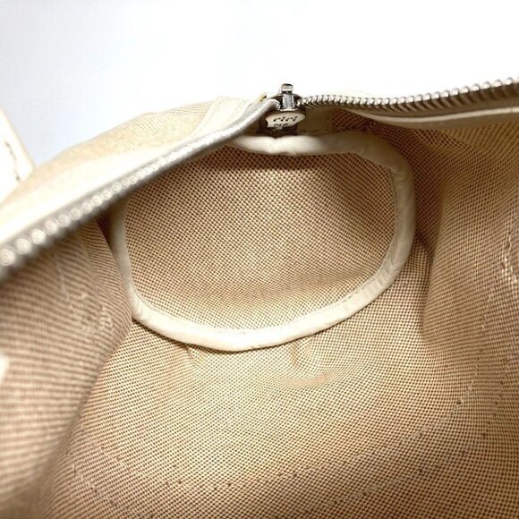 HERMES Porochon Mademoiselle Hand Bag Toile H / Leather Beige/White - Picture 11 of 12
